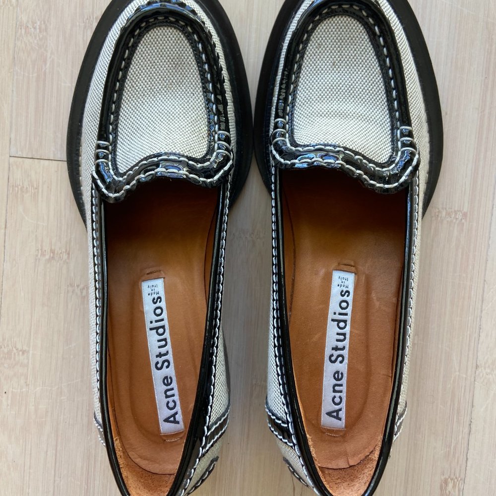 Acne Studios Women's Black Penny Canvas Loafers - Picture 8 of 10